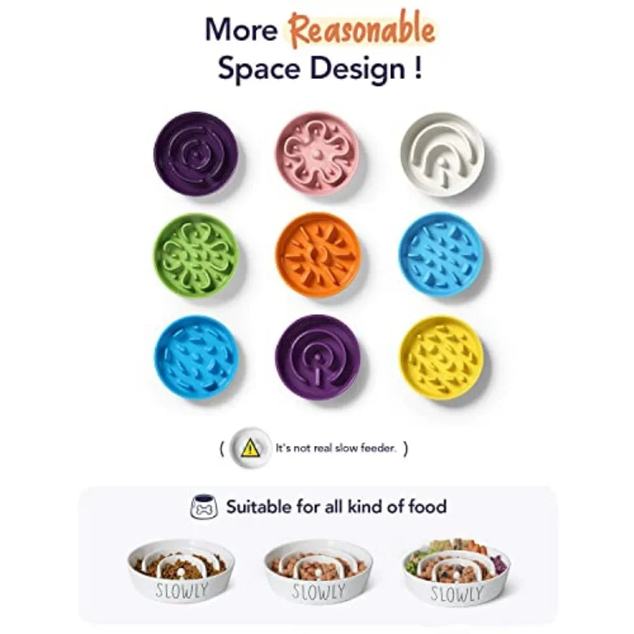 Slow Feeder Dog Bowl 3 Cups Ceramic Maze Dog Food Bowl for Medium/Large Dogs Non-Slip Pet Dish Cute Puzzle Design to Slow Fast