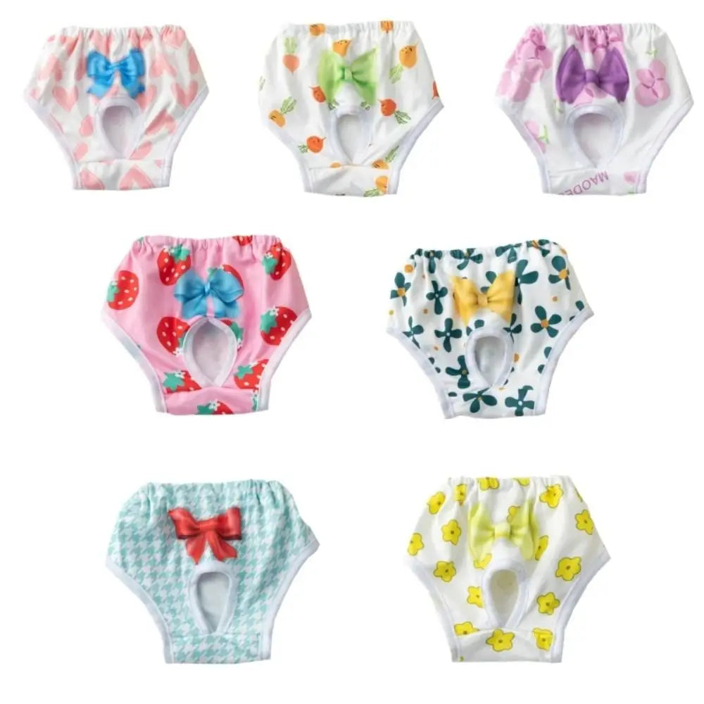 Washable Dog Physiological Pants Cartoon Print Leakproof Dog Menstrual Pants Breathable Cute Pet Diaper Portable Pet Supplies