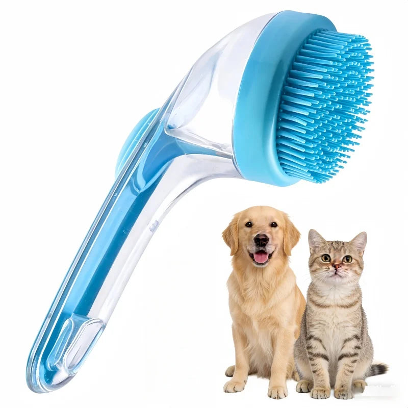 1pc Pet Bath Brush Soft Silicone Long Handle With Shampoo Dispenser Gentle Massage for Grooming and Cleaning Fur And Hair