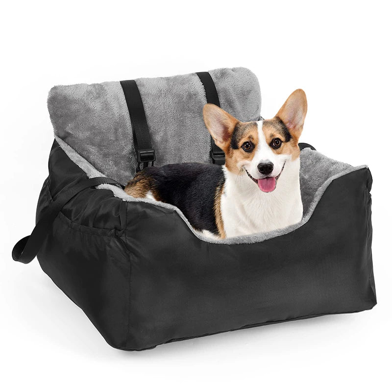 Benepaw Soft Small Dog Car Seat Adjustable Clip-On Safety Leash Detachable Vehicle Pet Booster Seat Washable Storage Pockets
