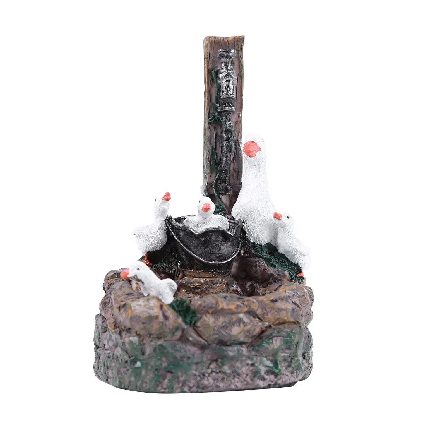 Duck /Squirrel Fountain Ornament Water Fountain Duck Statue Landscaping Decor with Light Water Fountain Squirrel Statue for Lawn