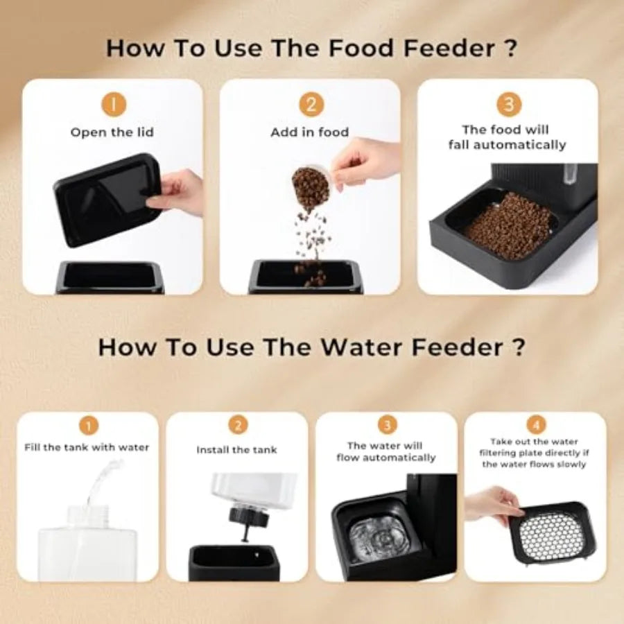 Gravity Dog Food and Water Dispenser 2 in 1 Automatic Dog Feeder with 180 Degree Rotatable 2 Pack Large Capacity Self Feeding f