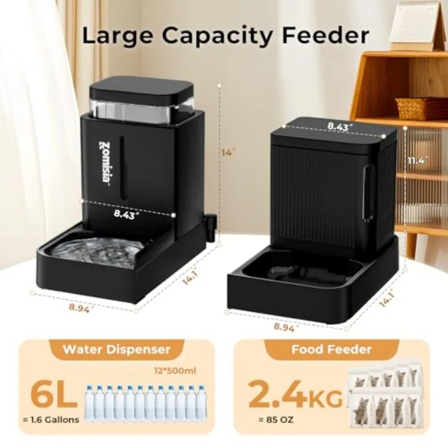 Gravity Dog Food and Water Dispenser 2 in 1 Automatic Dog Feeder with 180 Degree Rotatable 2 Pack Large Capacity Self Feeding f