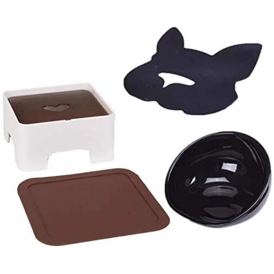 Bulldog Bowl Ceramic Dog Food Bowl - Dog Cat Dish Wide Mouth Dog Bowl Pet Sterile Tilted Pet Feeder with Anti-Skid Rubber Mat M