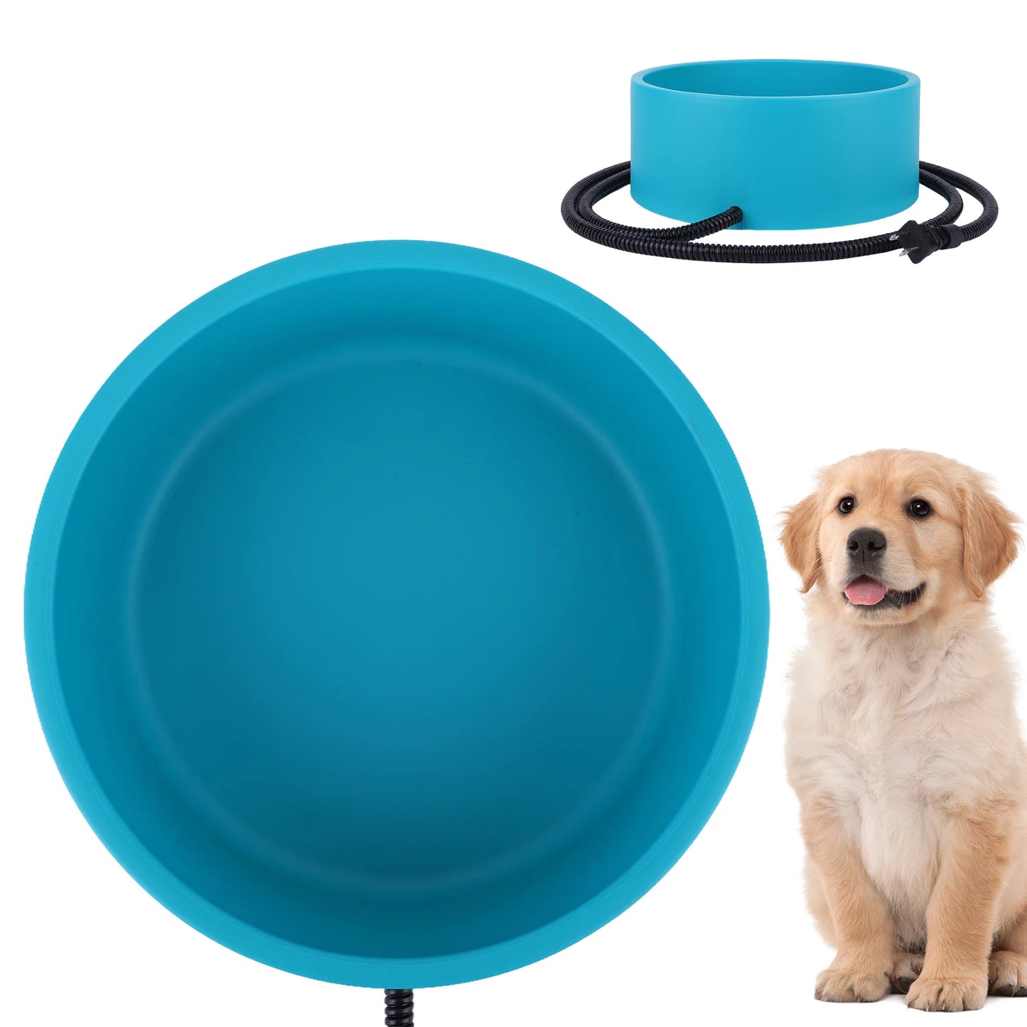 3.2L/108 Oz Heated Pet Water Bowl Anti-Freeze Outdoor Heated Dog Dish Winter Bowl for Dogs Cats Chicken Duck Rabbits Squirrels ﻿