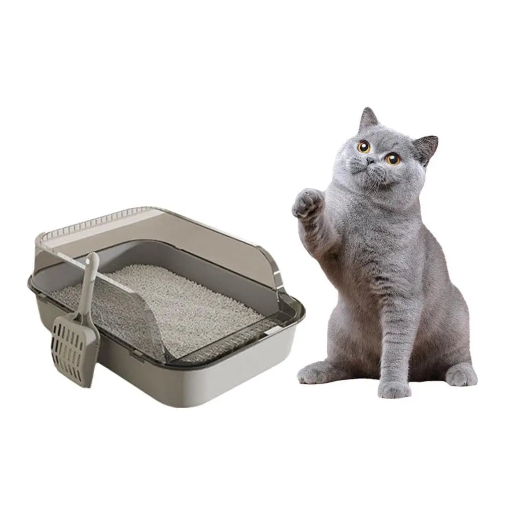 Litter box with litter spoon, Cat Litter box with open entrance, Cat supplies, Cat cleaning bowl Toilet, (pink)