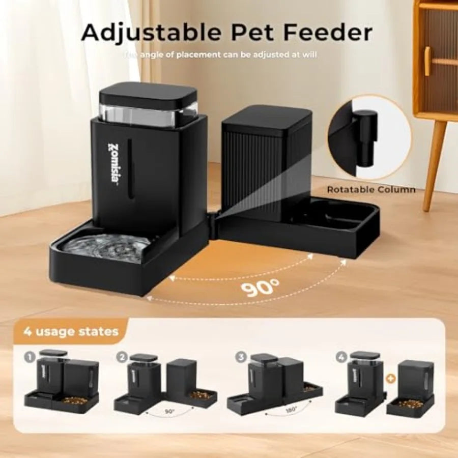 Gravity Dog Food and Water Dispenser 2 in 1 Automatic Dog Feeder with 180 Degree Rotatable 2 Pack Large Capacity Self Feeding f