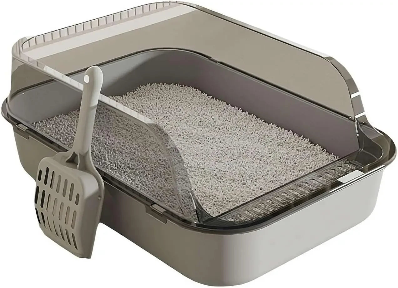 Litter box with litter spoon, Cat Litter box with open entrance, Cat supplies, Cat cleaning bowl Toilet, (pink)