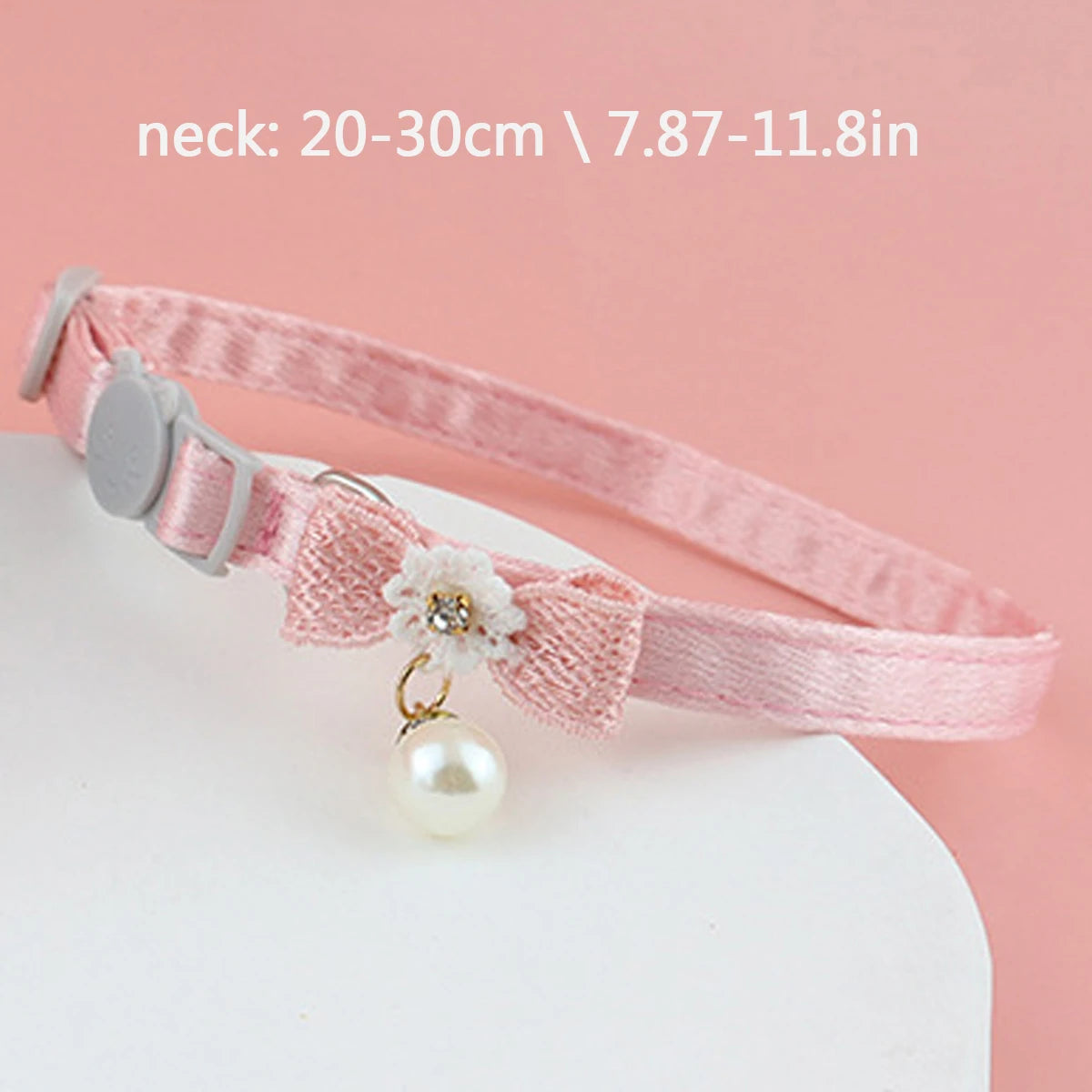 Cute Cats Collar Kitten Fairy Pink Lace Bow Hanging Pearl Pet Collar Cat Dog Bow Tie Jewelry Satin Rhinestone Puppy Collar