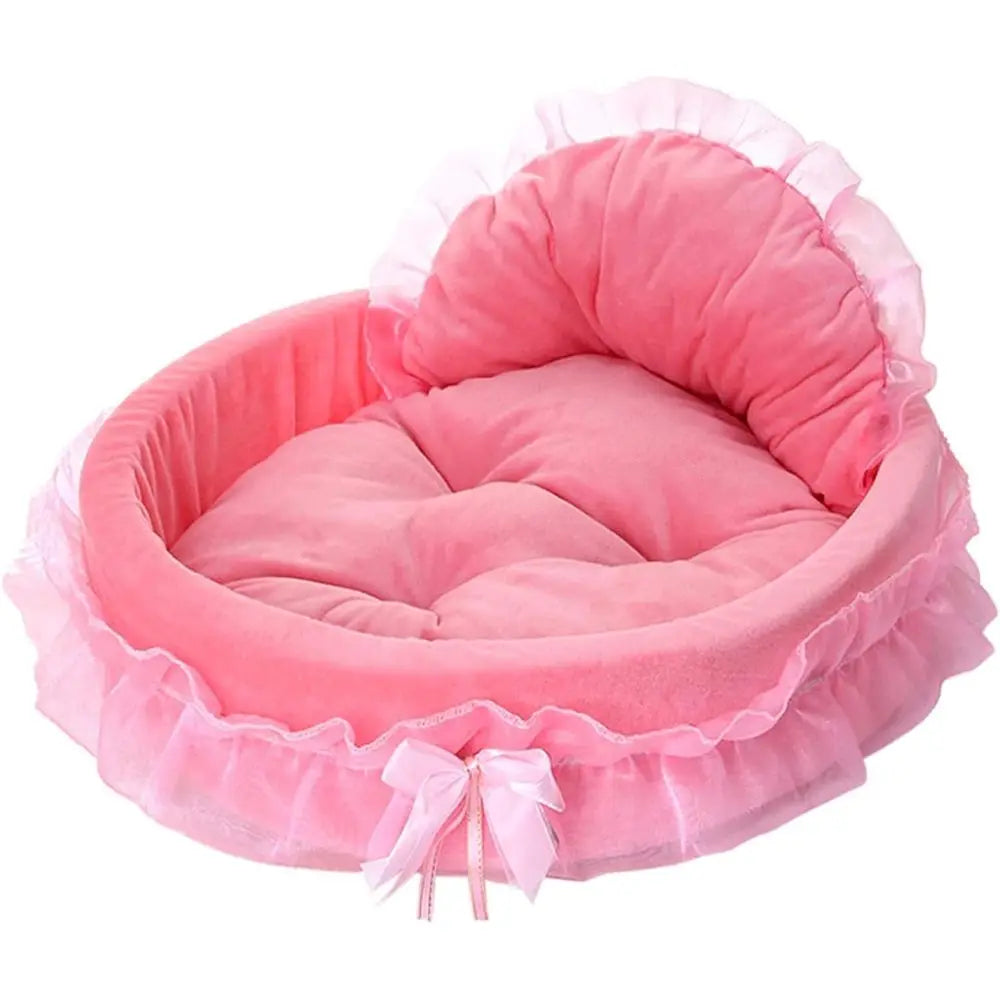 Washable Plush Pet Sofa Bed, Cozy Nest for Kittens, Puppies, and Small to Medium Dogs (Pink, Large)