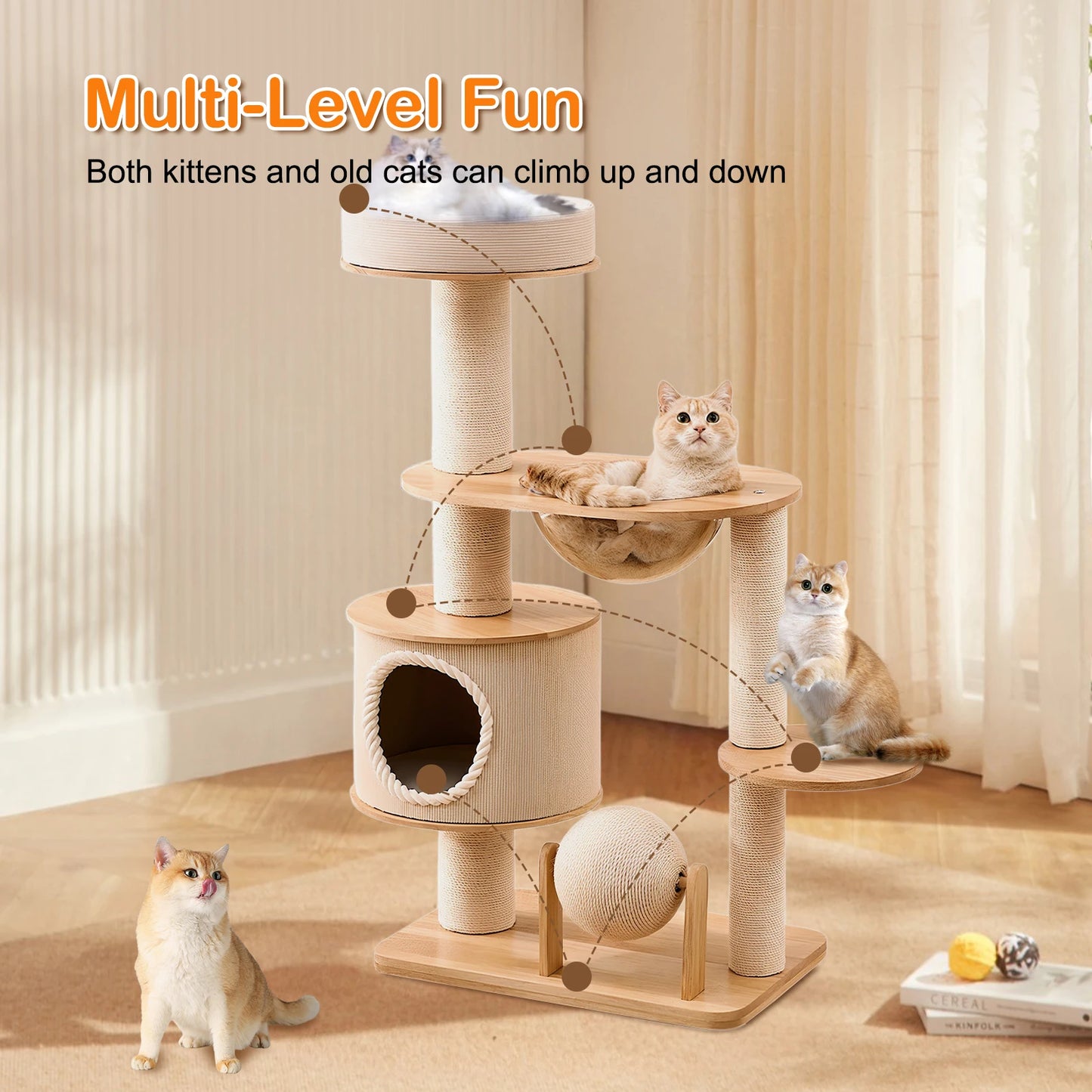 Indoor Cat Climbing Nests Wear Resist Handwoven Tower Baskets Breathable Pet Supplies Climbing Frame