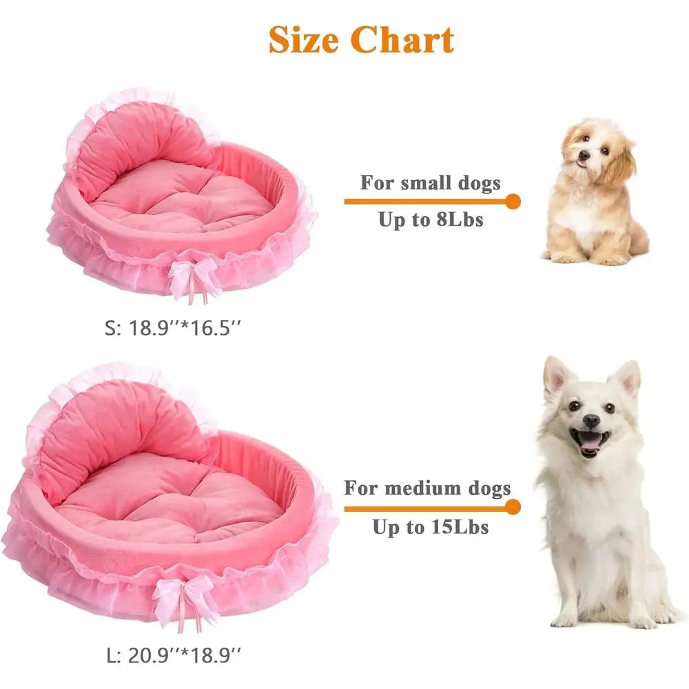 Washable Plush Pet Sofa Bed, Cozy Nest for Kittens, Puppies, and Small to Medium Dogs (Pink, Large)