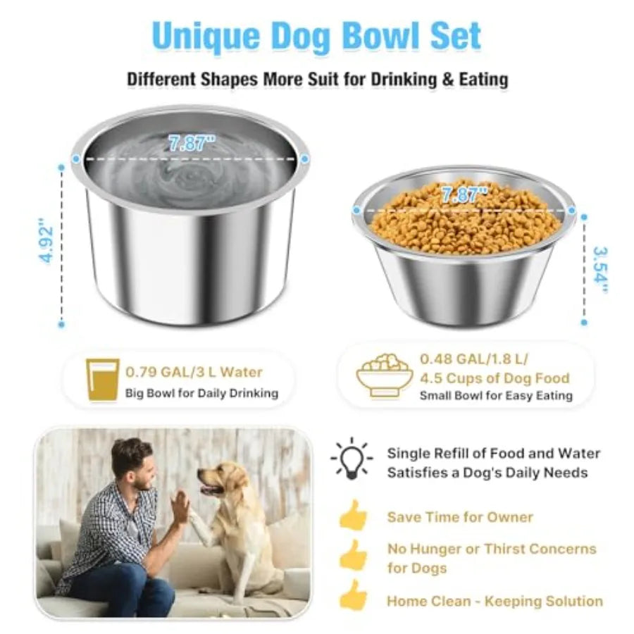 Spill Proof Tilted Elevated Dog Bowls for Large Breed 15" Tall Raised Dog Bowl with Stand Stainless Steel Dog Food Bowl and Wat