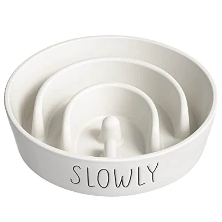Slow Feeder Dog Bowl 3 Cups Ceramic Maze Dog Food Bowl for Medium/Large Dogs Non-Slip Pet Dish Cute Puzzle Design to Slow Fast