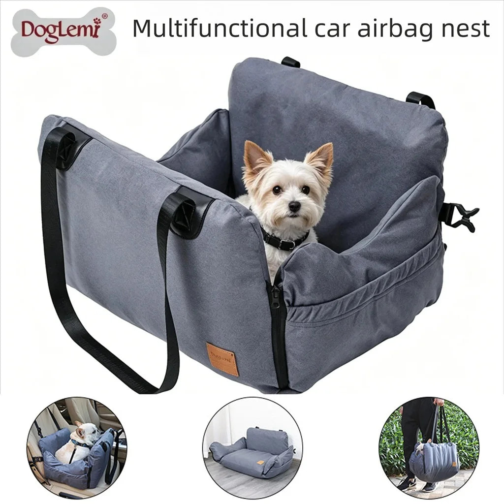 Dog Car Seat with Safety Belt Airbag Four Season Universal Pet Ooster Nest Cushion Washable Dog Cat Sofa Bedding Travel Mattress