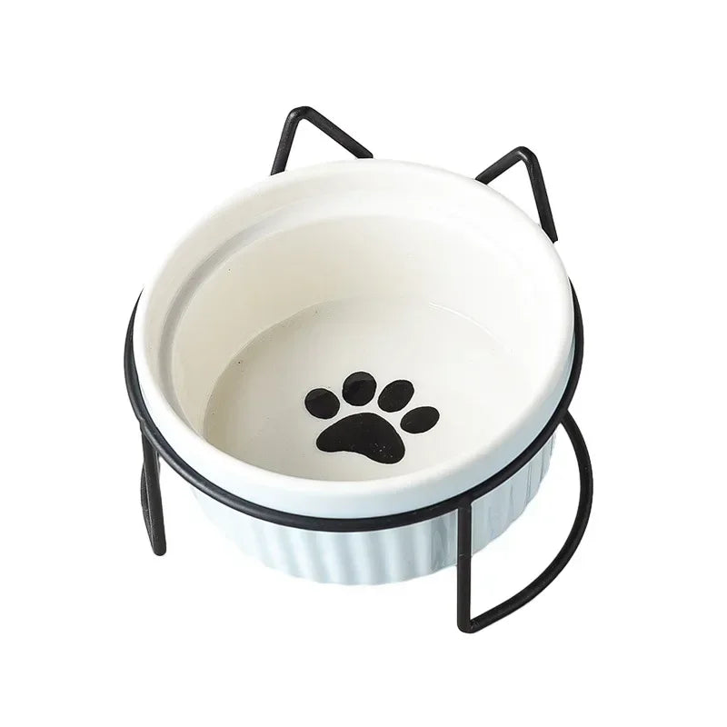Single Or Double Tilt Bowl Ceramic Bowl for Dog Cat Puppy Kitten Elevated Food Feeder Drinker Pet Water Bowl Pet Supplies
