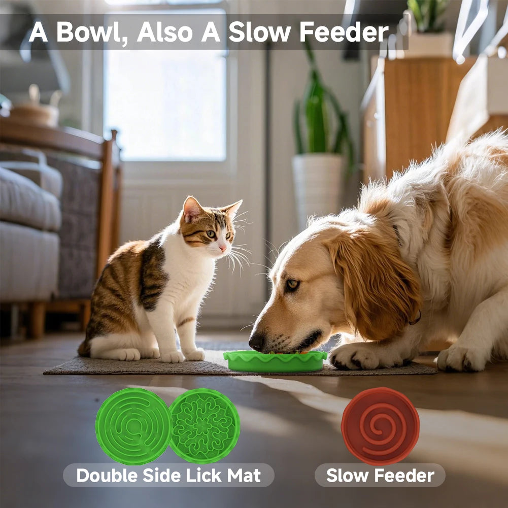 Pet Bowls Elevated Bowl Slow Feeder Lick Mat Non-slip Bowl Tilted Bowl 5-in-1 Burger Set Cat Dog Food Pet Bowls for Dog Cat Food