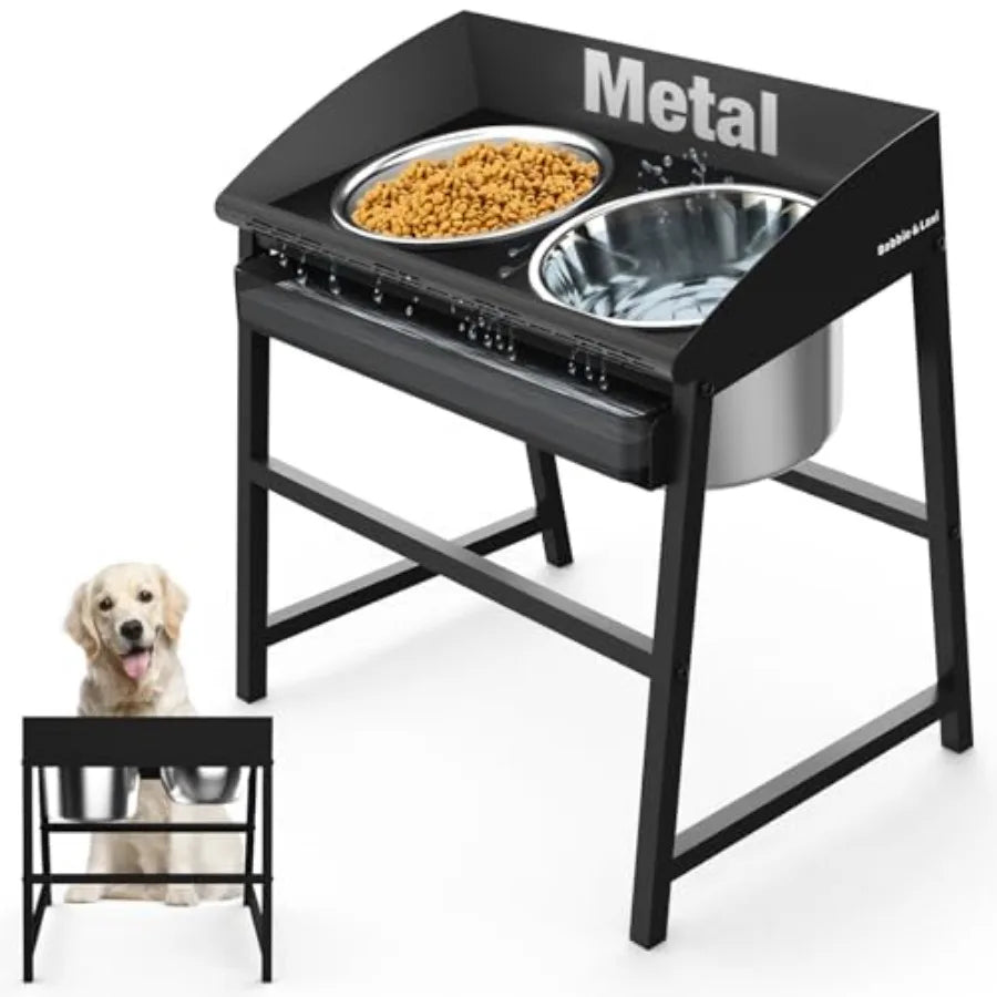 Spill Proof Tilted Elevated Dog Bowls for Large Breed 15" Tall Raised Dog Bowl with Stand Stainless Steel Dog Food Bowl and Wat