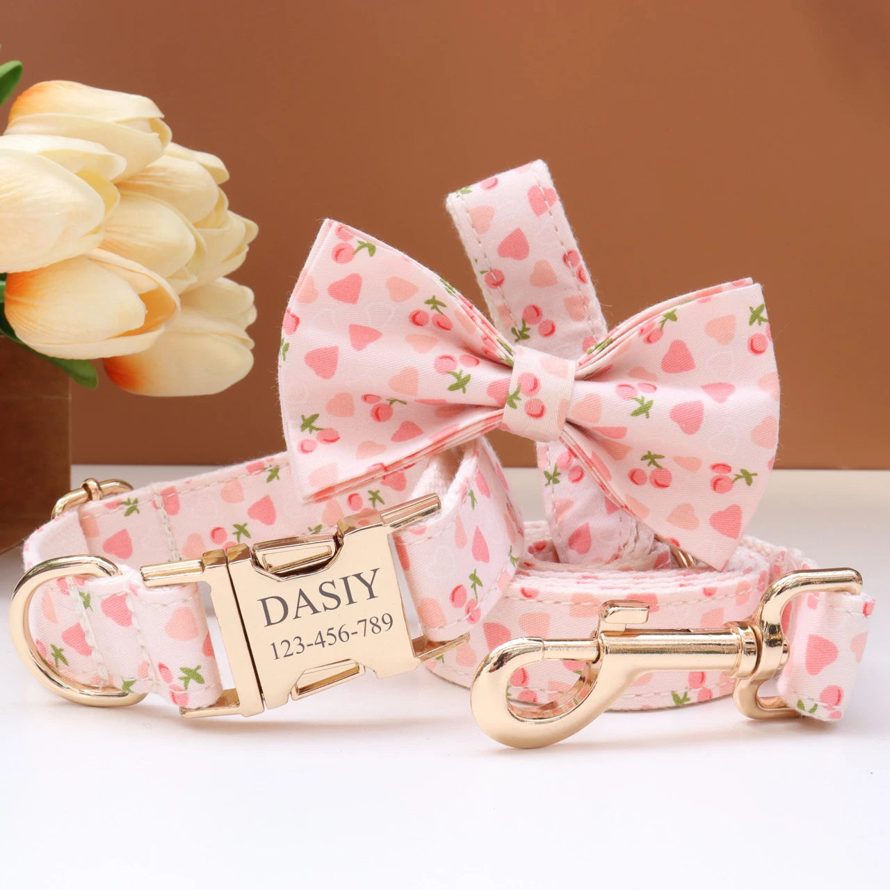 6 Colors Customized Dog Collar Set Free Personalized ID Name Tel Engraving Name for Small Medium Large Dogs Adjustable Dog Leash