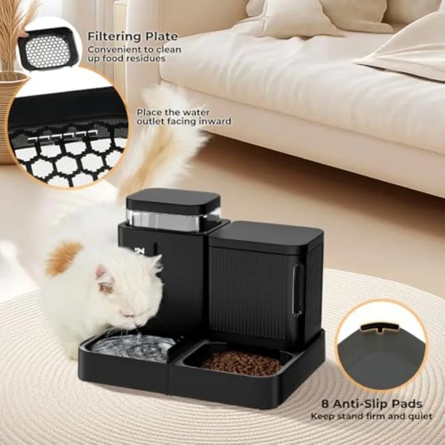 Gravity Dog Food and Water Dispenser 2 in 1 Automatic Dog Feeder with 180 Degree Rotatable 2 Pack Large Capacity Self Feeding f