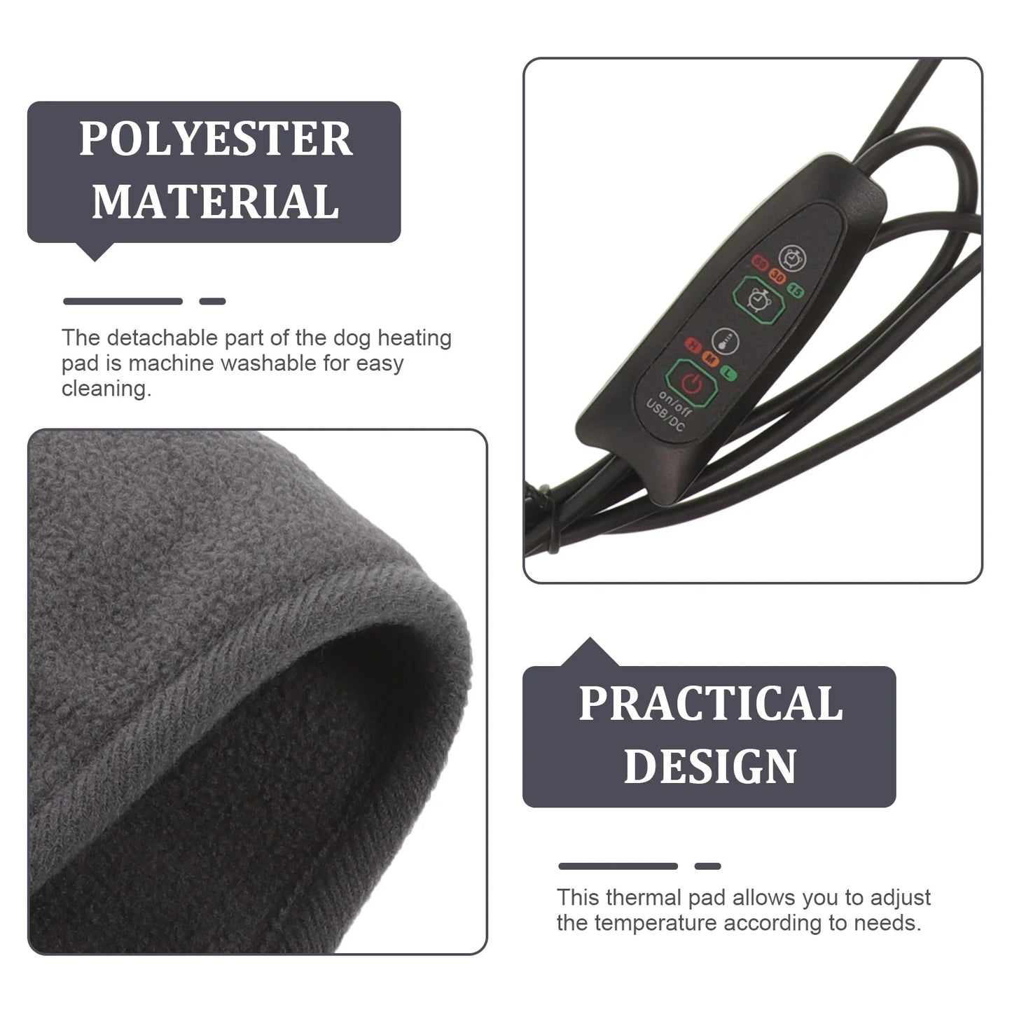 Adjustable Usb Heated Pet Pad Dog Cat Heating Blanket Warm Bed Mats Pads Cushion Puppy Beds Comfortable Rest Areas For Pets
