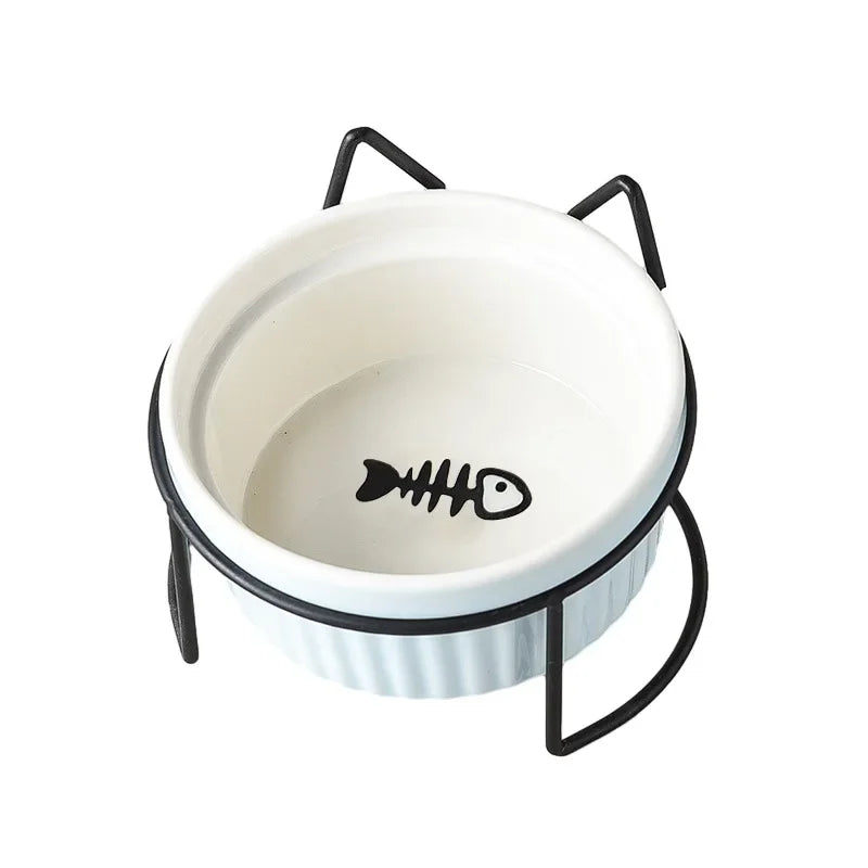 Single Or Double Tilt Bowl Ceramic Bowl for Dog Cat Puppy Kitten Elevated Food Feeder Drinker Pet Water Bowl Pet Supplies