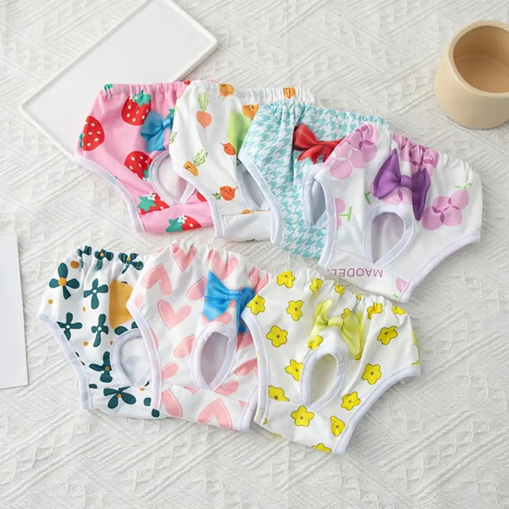 Washable Dog Physiological Pants Cartoon Print Leakproof Dog Menstrual Pants Breathable Cute Pet Diaper Portable Pet Supplies