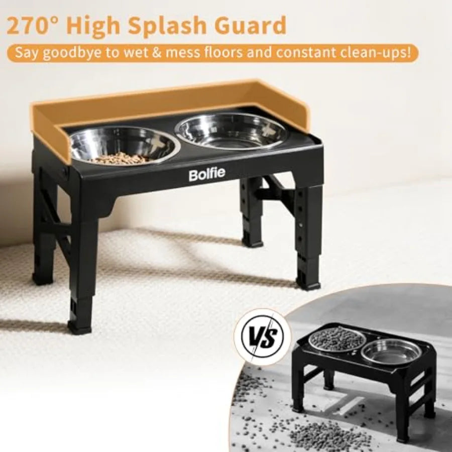 Elevated Dog Bowls for Small Medium Large Dogs 5 Adjustable Heights, 2-in-1 Raised Dog Feeder with 2 Stainless Steel Bowls and