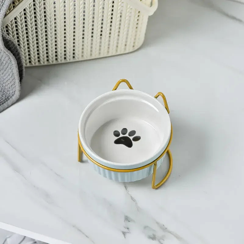 Single Or Double Tilt Bowl Ceramic Bowl for Dog Cat Puppy Kitten Elevated Food Feeder Drinker Pet Water Bowl Pet Supplies