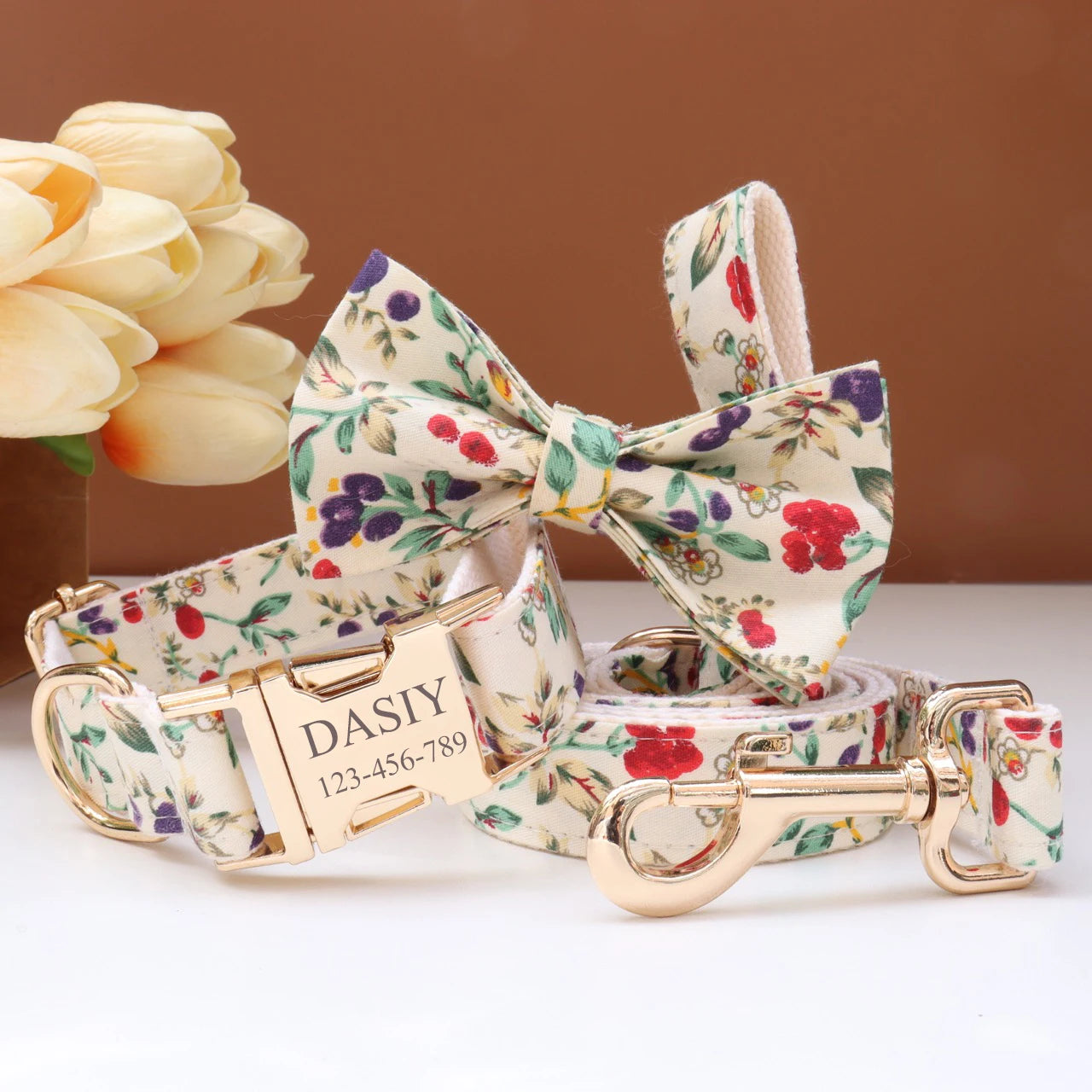 6 Colors Customized Dog Collar Set Free Personalized ID Name Tel Engraving Name for Small Medium Large Dogs Adjustable Dog Leash