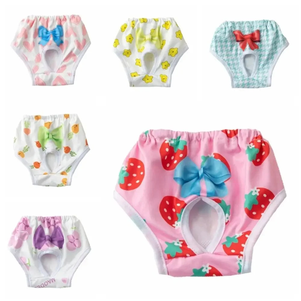 Washable Dog Physiological Pants Cartoon Print Leakproof Dog Menstrual Pants Breathable Cute Pet Diaper Portable Pet Supplies