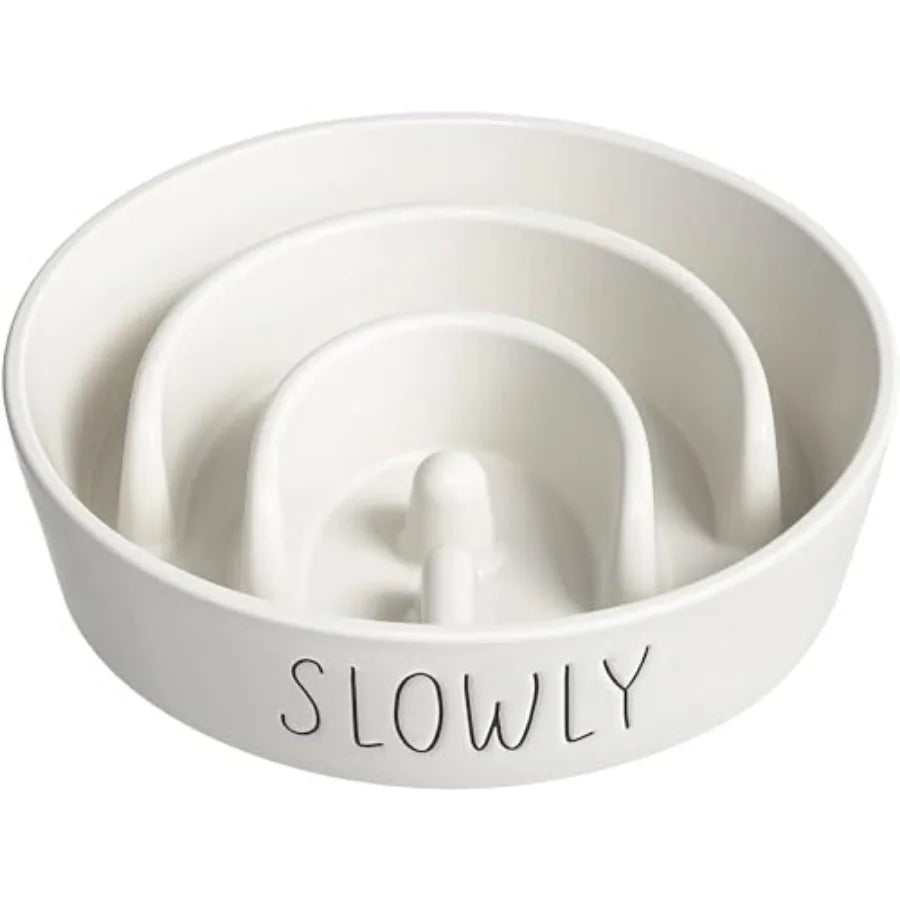 Slow Feeder Dog Bowl 3 Cups Ceramic Maze Dog Food Bowl for Medium/Large Dogs Non-Slip Pet Dish Cute Puzzle Design to Slow Fast