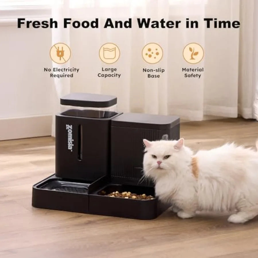 Gravity Dog Food and Water Dispenser 2 in 1 Automatic Dog Feeder with 180 Degree Rotatable 2 Pack Large Capacity Self Feeding f