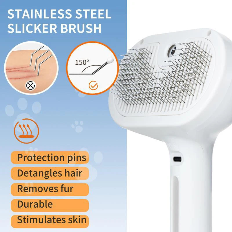 Dog Comb Pet Steam Massage Brush, Soft Round Head Hair Removal Comb for Dogs & Cats, Universal Grooming Accessory
