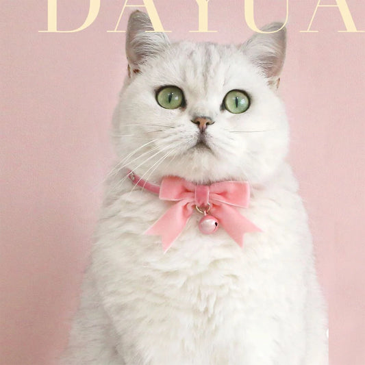 Cute Cats Collar Kitten Fairy Pink Lace Bow Hanging Pearl Pet Collar Cat Dog Bow Tie Jewelry Satin Rhinestone Puppy Collar