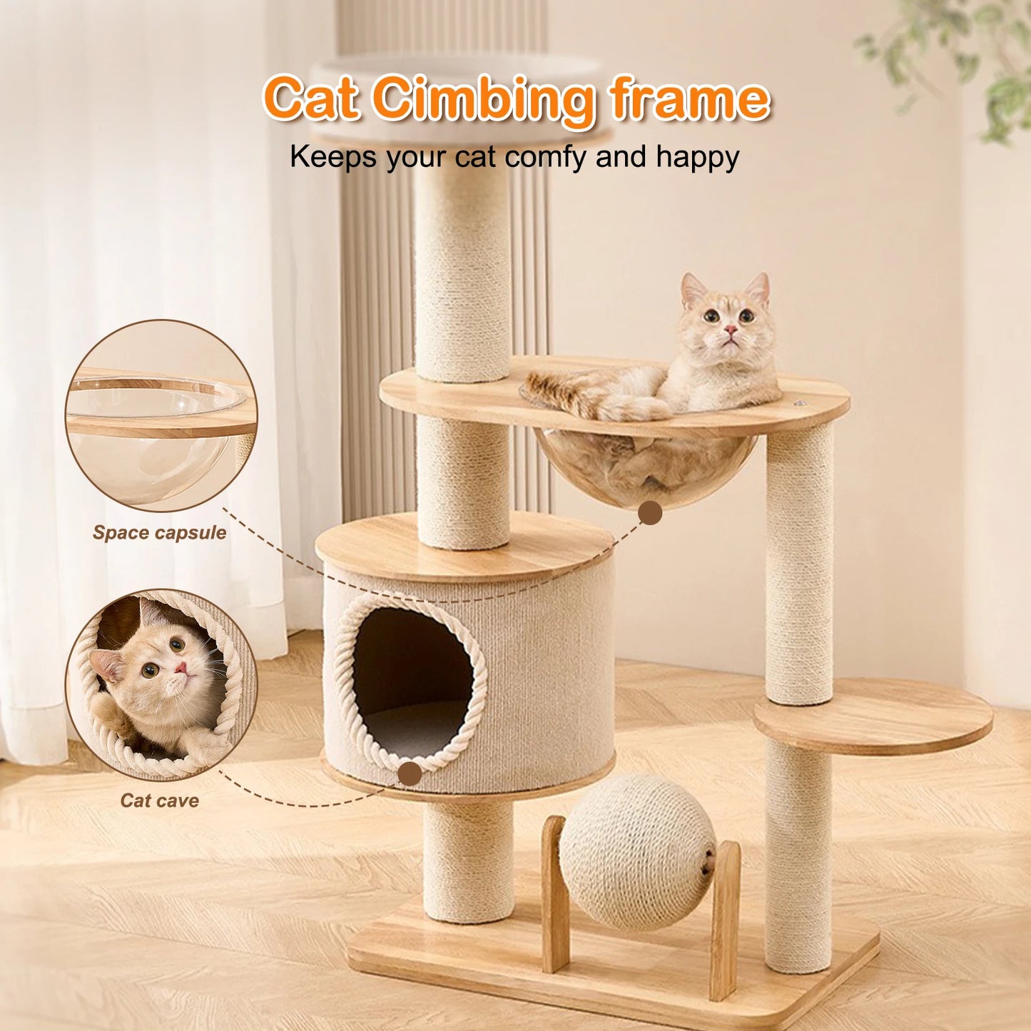 Indoor Cat Climbing Nests Wear Resist Handwoven Tower Baskets Breathable Pet Supplies Climbing Frame